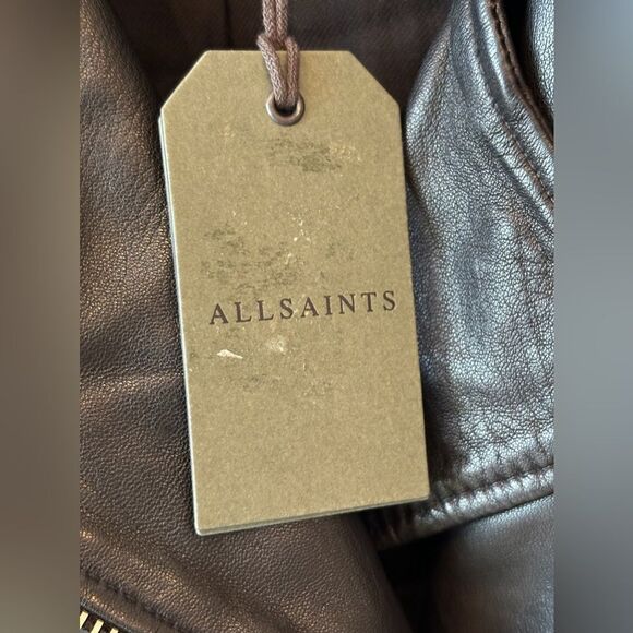 NWT All Saints Balfern Black Leather Biker Jacket with Silver Hardware - Picture 5 of 11